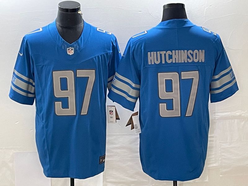 Men Detroit Lions 97 Hutchinson Nike Blue Vapor Limited NFL Jersey